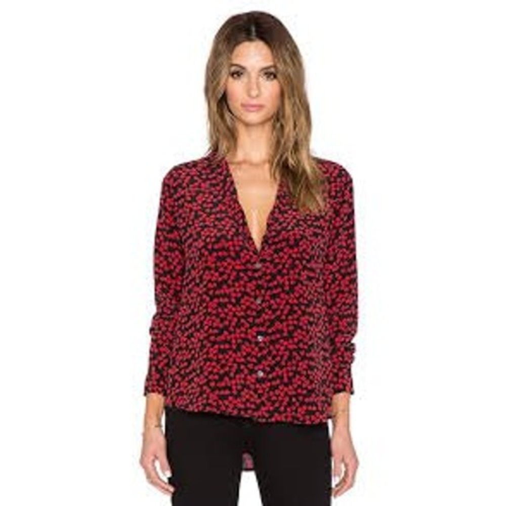 Equipment heart print Red and Black Blouse